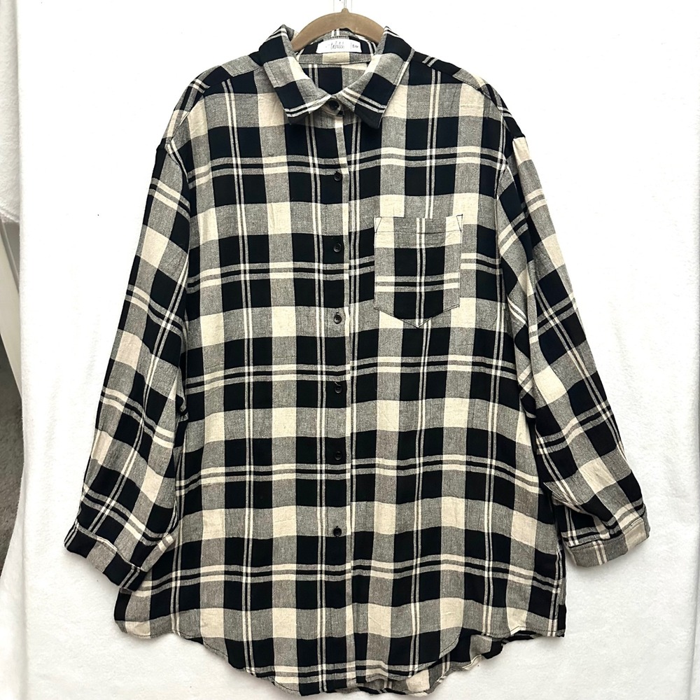 Talulah Oversized Buffalo Plaid Flannel Shirt Button Down Boyfriend Cotton S/M